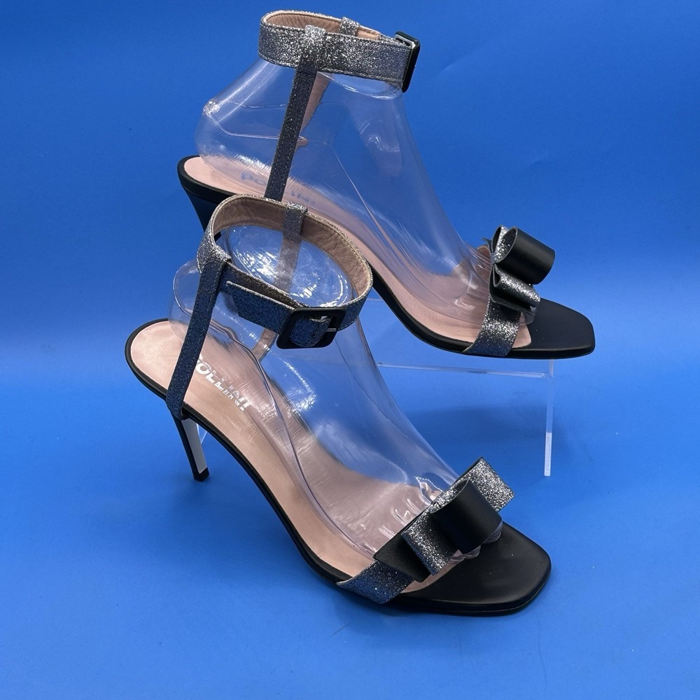 Pollini Open Toe Strappy Ankle Buckle High Heels Glitter Coquette (EU 41) US 10